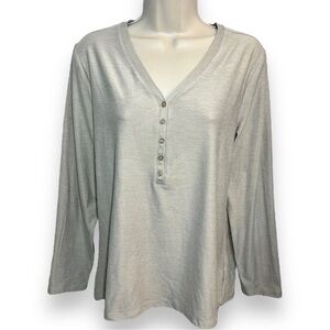 Kyodan Women’s Moss Jersey Long Sleeve Henley Light Grey Size Large